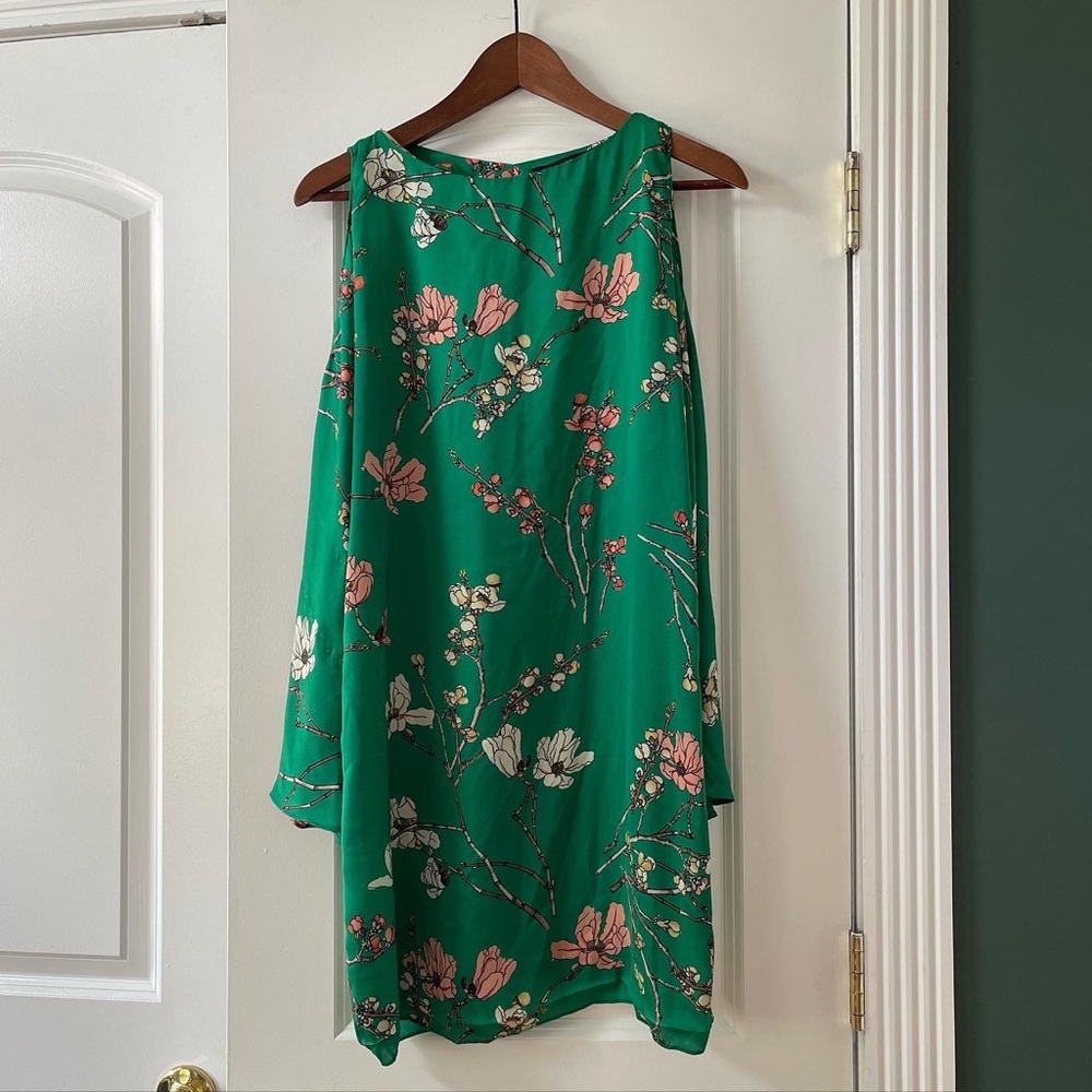 Zara Green Silk Floral Dress